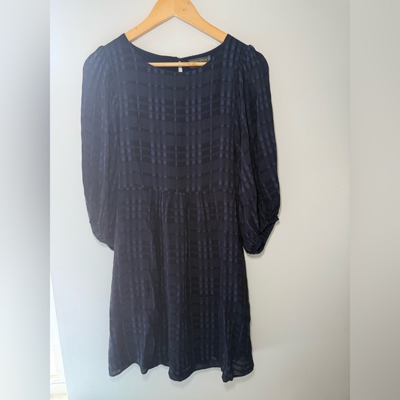 Dress Forum Dark Blue Checkered Long Sleeve Dress - Picture 1 of 8